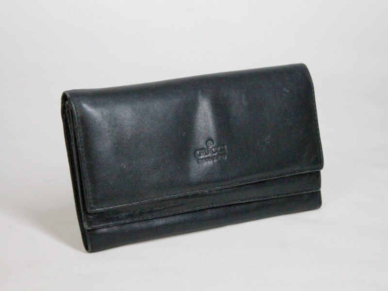 Vintage Zwart lederen Portemonnee (Gucci) (Art. 4474)